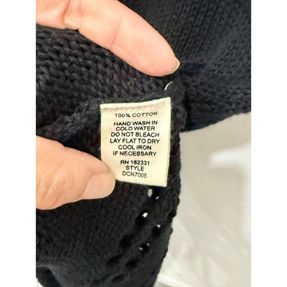 Nikkis Beach House Open Knit Crochet Cover-Up Maxi Dress w/ Fringe Trim Black XS - Picture 4 of 4